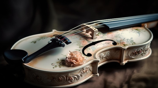 Full Violin instrument rococo's style elegant gothic renaissance pastel colors Generative AI AIG18