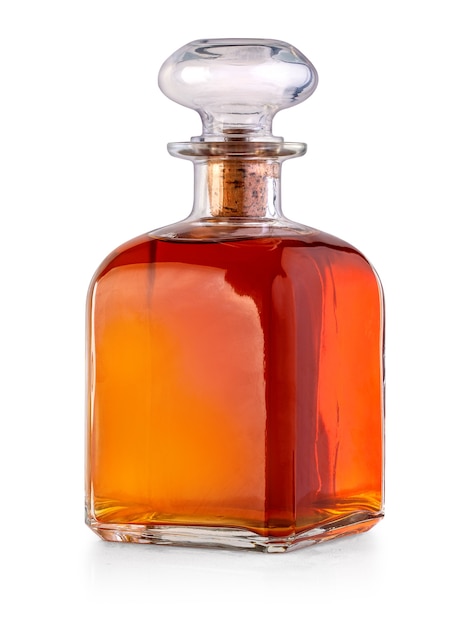 Full whiskey bottle isolated on white background with clipping path