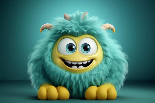 FullBody Cartoon Realistic Cute Monster Isolated Generative Ai