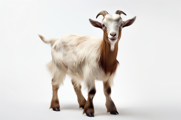 A fullbody isolated white goat