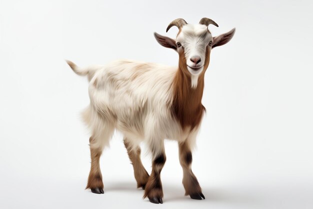 A fullbody isolated white goat