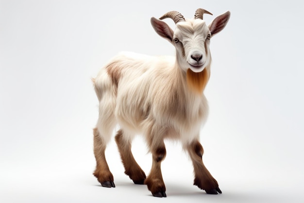 A fullbody isolated white goat