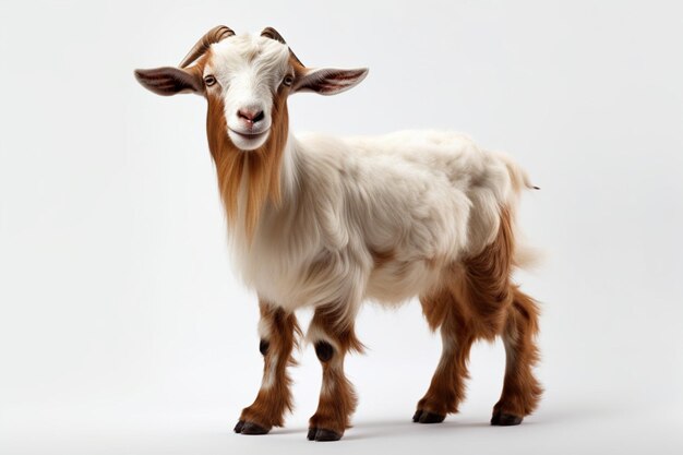 A fullbody isolated white goat