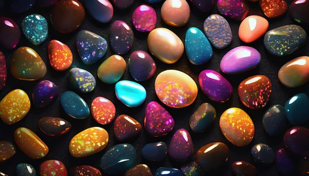 Fullframe of colorful pebble on dark background