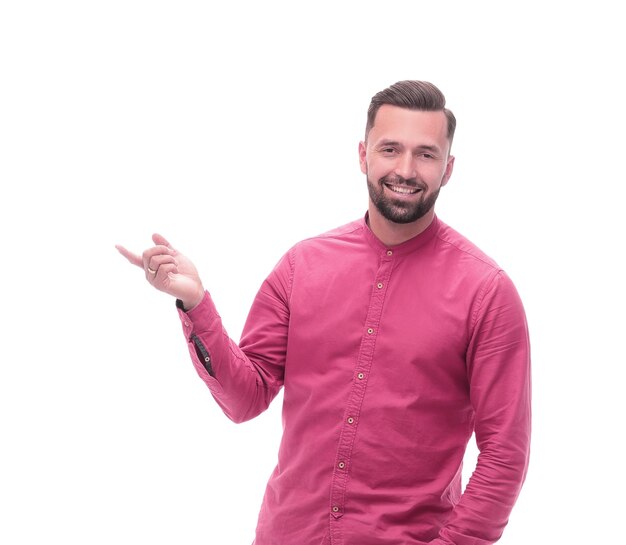 Fulllength portrait of a thoughtful young man in a red shirt