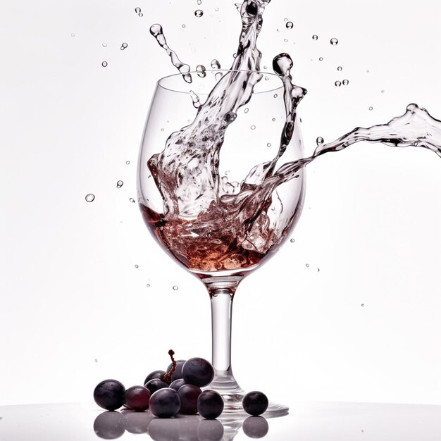 Premium AI Image Fully Glass of Ice Cubes Wine Splash into Glass