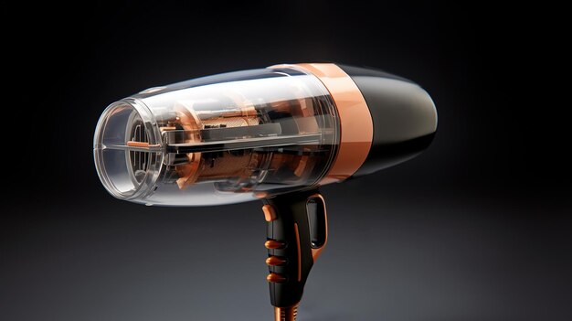 Fully Transparent Hair Dryer with Exposed Mechanical and Electronic Components Generative AI