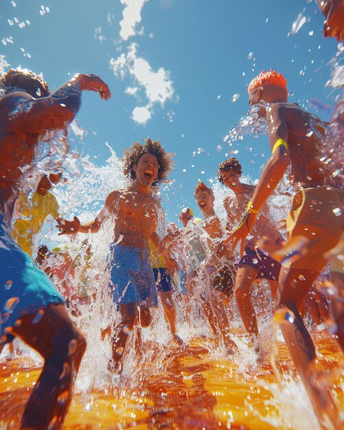 a fun 3D animation of people engaging in a water fight