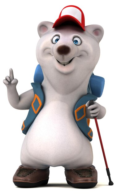 Fun 3D bear backpacker cartoon character