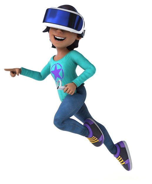 Fun 3D cartoon asian teenage girl