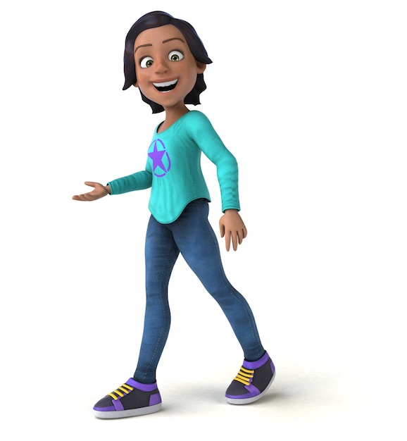 Fun 3D cartoon asian teenage girl