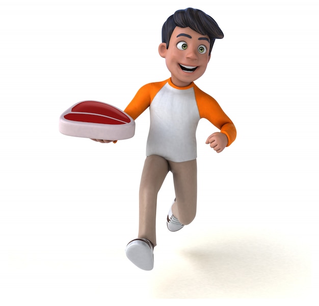 Fun 3D cartoon Asian teenager