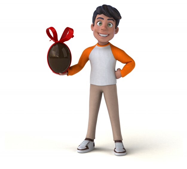 Fun 3D cartoon Asian teenager