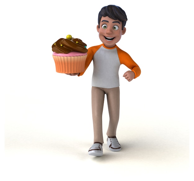 Fun 3D cartoon Asian teenager