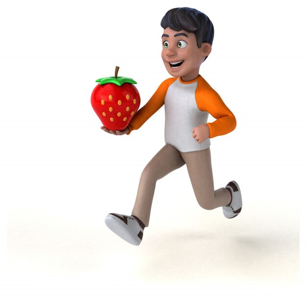 Fun 3D cartoon Asian teenager