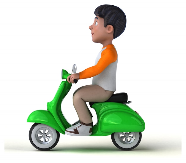 Fun 3D cartoon Asian teenager 
