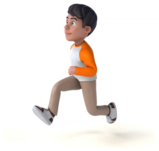 Fun 3D cartoon Asian teenager 
