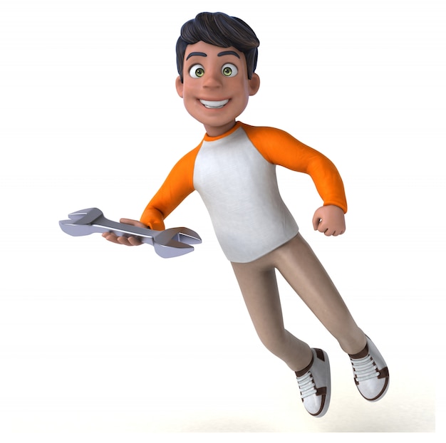 Fun 3D cartoon Asian teenager