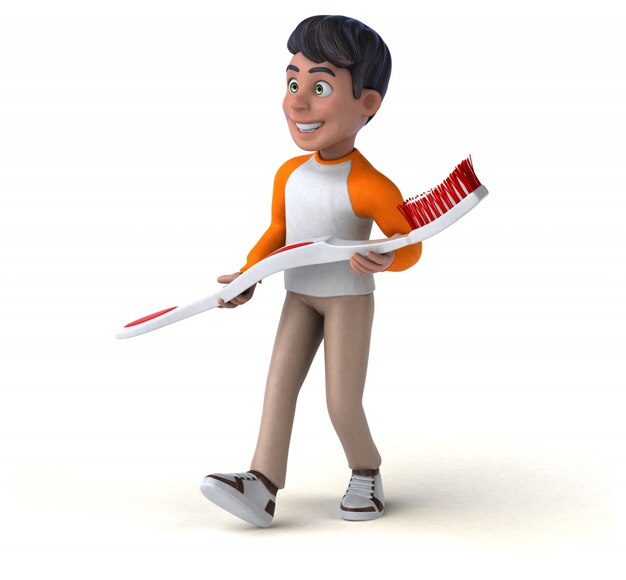 Fun 3D cartoon Asian teenager