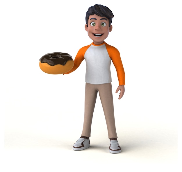 Fun 3D cartoon Asian teenager