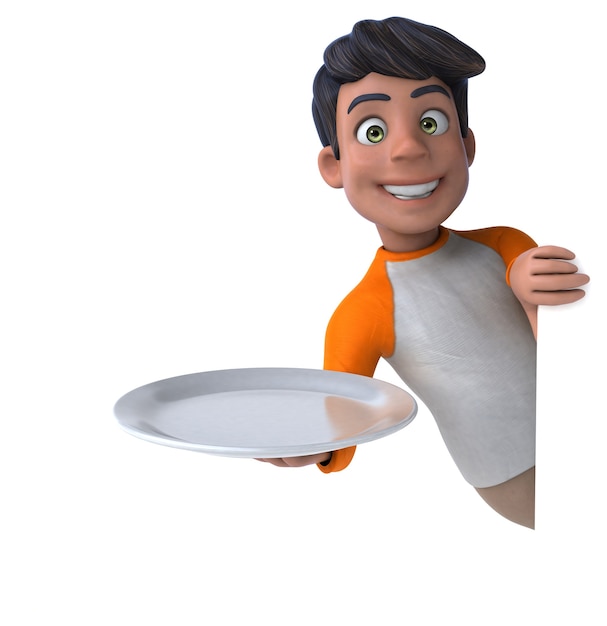 Fun 3D cartoon Asian teenager 
