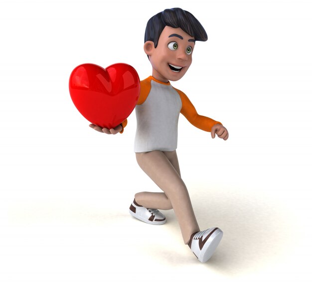 Fun 3D cartoon Asian teenager