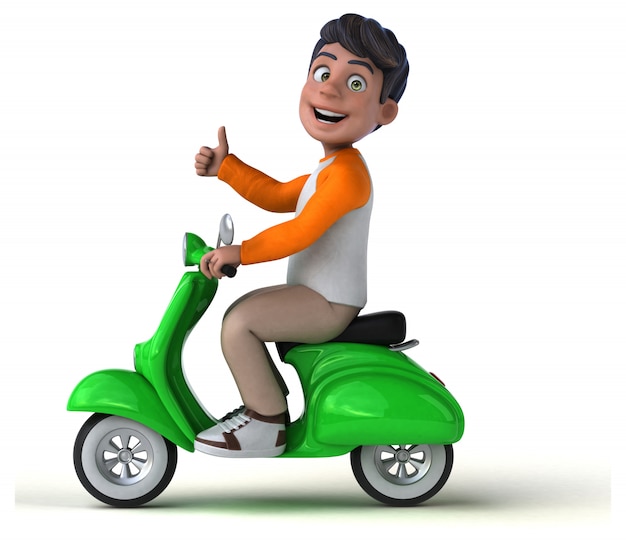 Fun 3D cartoon Asian teenager 
