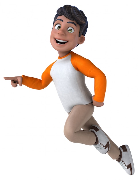 Fun 3D cartoon Asian teenager 
