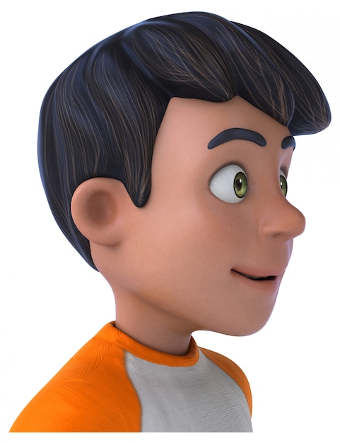 Fun 3D cartoon Asian teenager 
