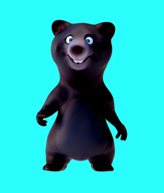 Fun 3D cartoon bear talking and presenting
