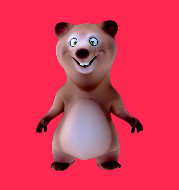 Fun 3D cartoon bear talking and presenting