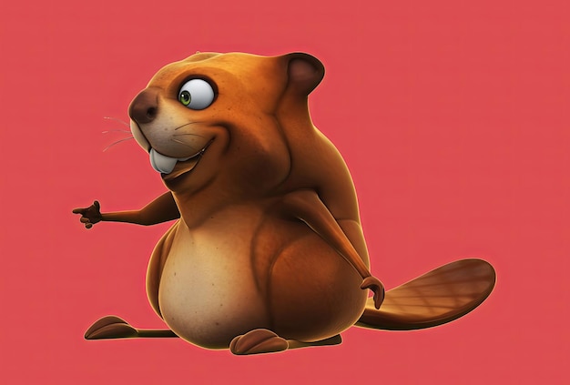 Забавный 3D мультфильм с бобром.