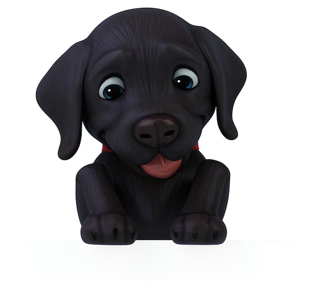 Fun 3D cartoon black Labrador retriever