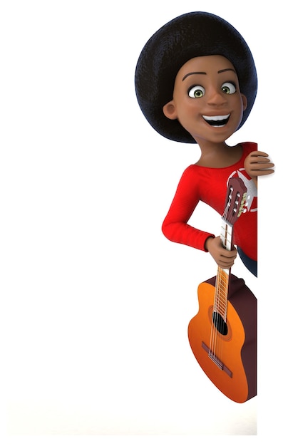 Fun 3D cartoon black teenage girl