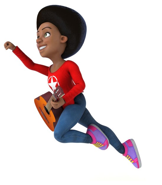 Fun 3D cartoon black teenage girl