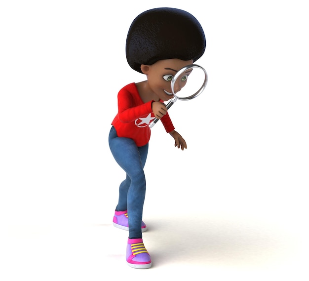 Fun 3D cartoon black teenage girl