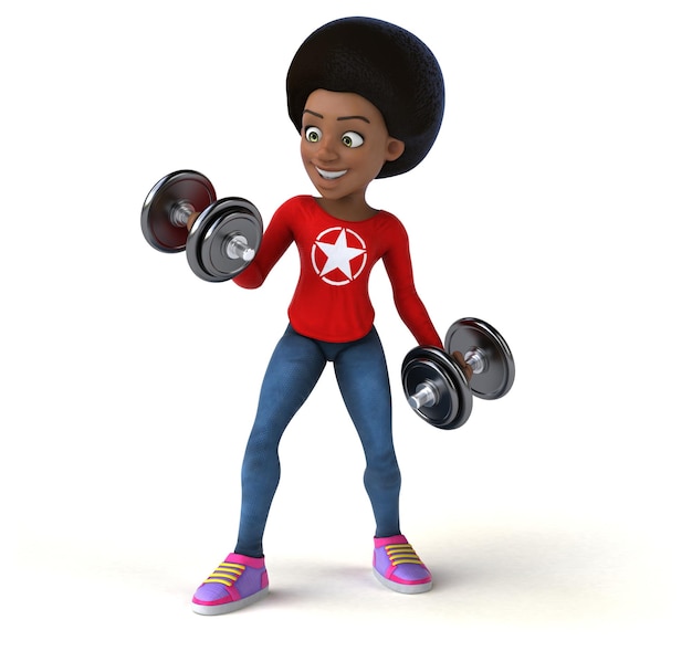 Fun 3D cartoon black teenage girl