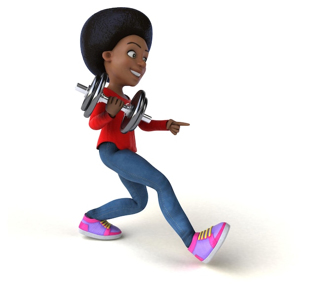 Fun 3D cartoon black teenage girl