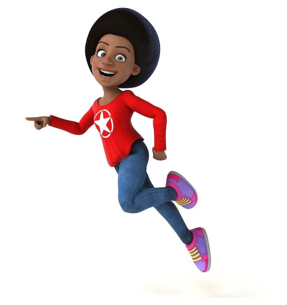 Fun 3D cartoon black teenage girl