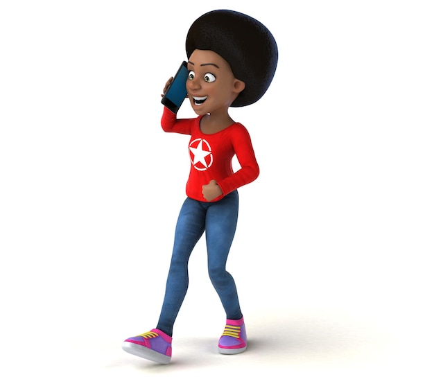사진 재미있는 3d 만화 흑인 십대 소녀