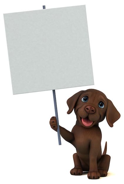 Fun 3D cartoon brown Labrador retriever