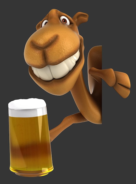 Photo fun 3d cartoon camel with a beer