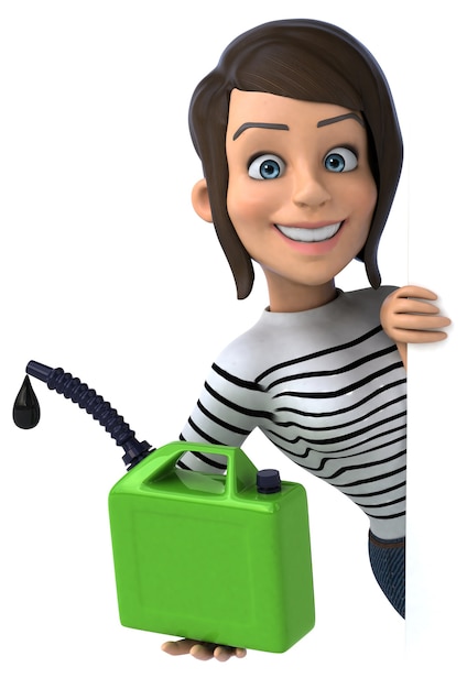 Fun 3D cartoon casual character woman