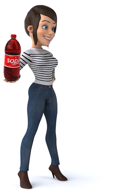 Fun 3D cartoon casual character woman