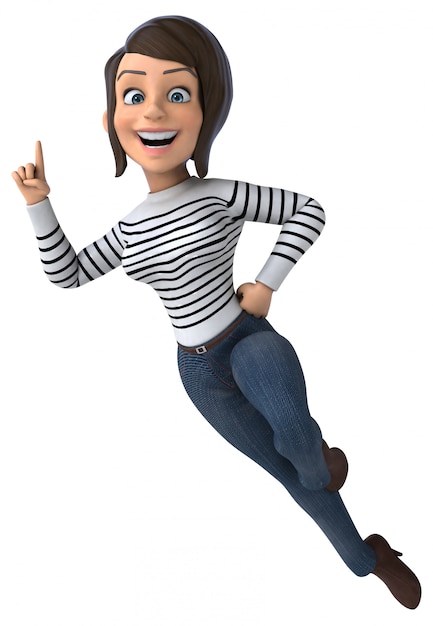 Photo fun 3d cartoon casual character woman