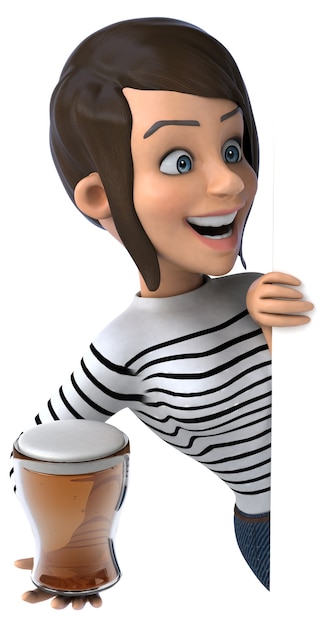 Fun 3D cartoon casual character woman