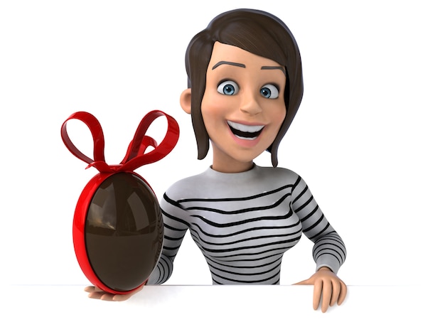 Fun 3D cartoon casual character woman