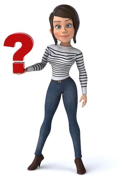 Photo fun 3d cartoon casual character woman