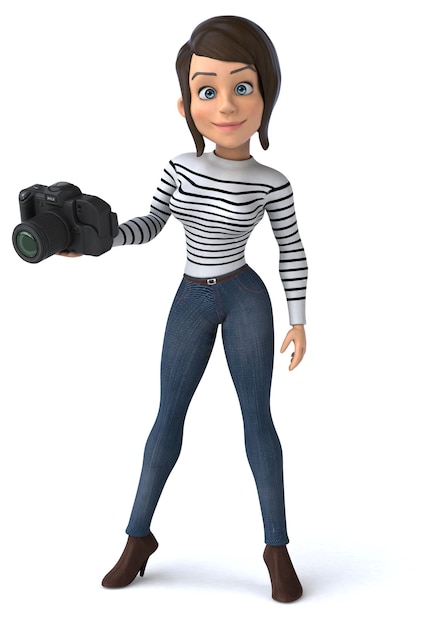 Fun 3D cartoon casual character woman