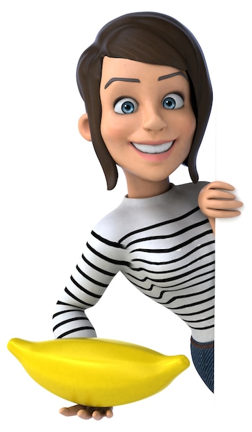 Fun 3D cartoon casual character woman